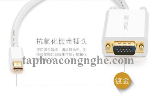 Ugreen 10444 3M Màu Trắng Cáp chuyển đổi Mini DP sang VGA hỗ trợ phân giải 1080P MD103 30010444